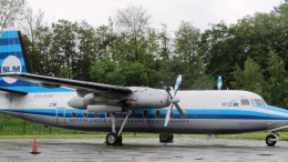 A retired KLM F50 turboprop aircraft
