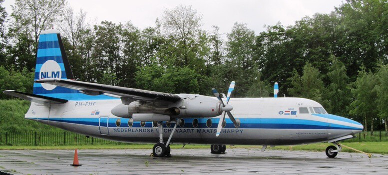 A retired KLM F50 turboprop aircraft