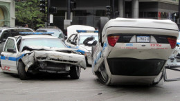 Crashed police cars in Chicago
