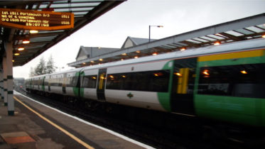 A Southern Railways train at Chichester, West Sussex.